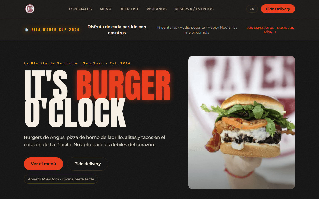 HP Tavern website, designed and built by R21 Digital